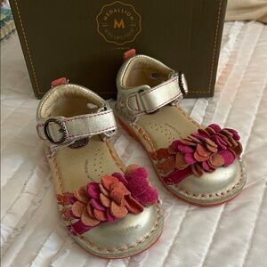 Stride Rite Silver Sandals with Pink and Orange Flowers